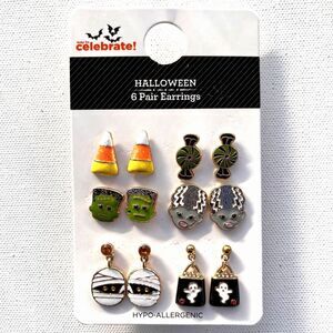 Way to Celebrate Halloween Friendly Monsters Earring Collection, 6 Pairs